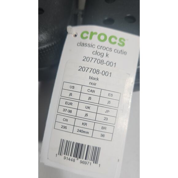 Crocs Classic Clogs Cutie Black Big Kid size J5 / 5 NWT - Picture 8 of 8